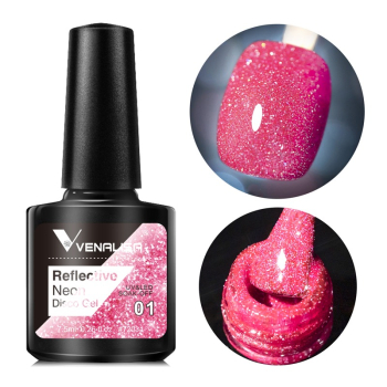 Disco Gel Neon Rosa Glitzer Nagel